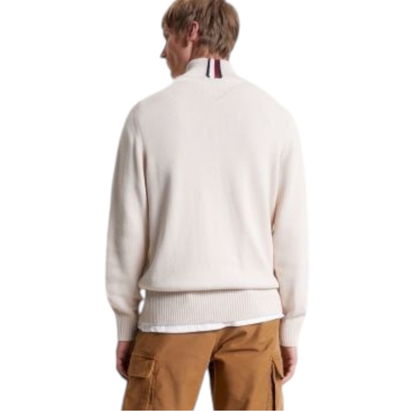 Tommy Hilfiger Cardigan Sweater Full Zip Beige Cream Off White Size Men's Small - Picture 11 of 12